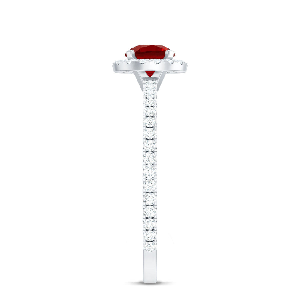 1 CT Minimal Created Ruby and Diamond Engagement Ring