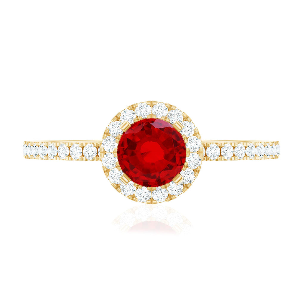 1 CT Minimal Created Ruby and Diamond Engagement Ring