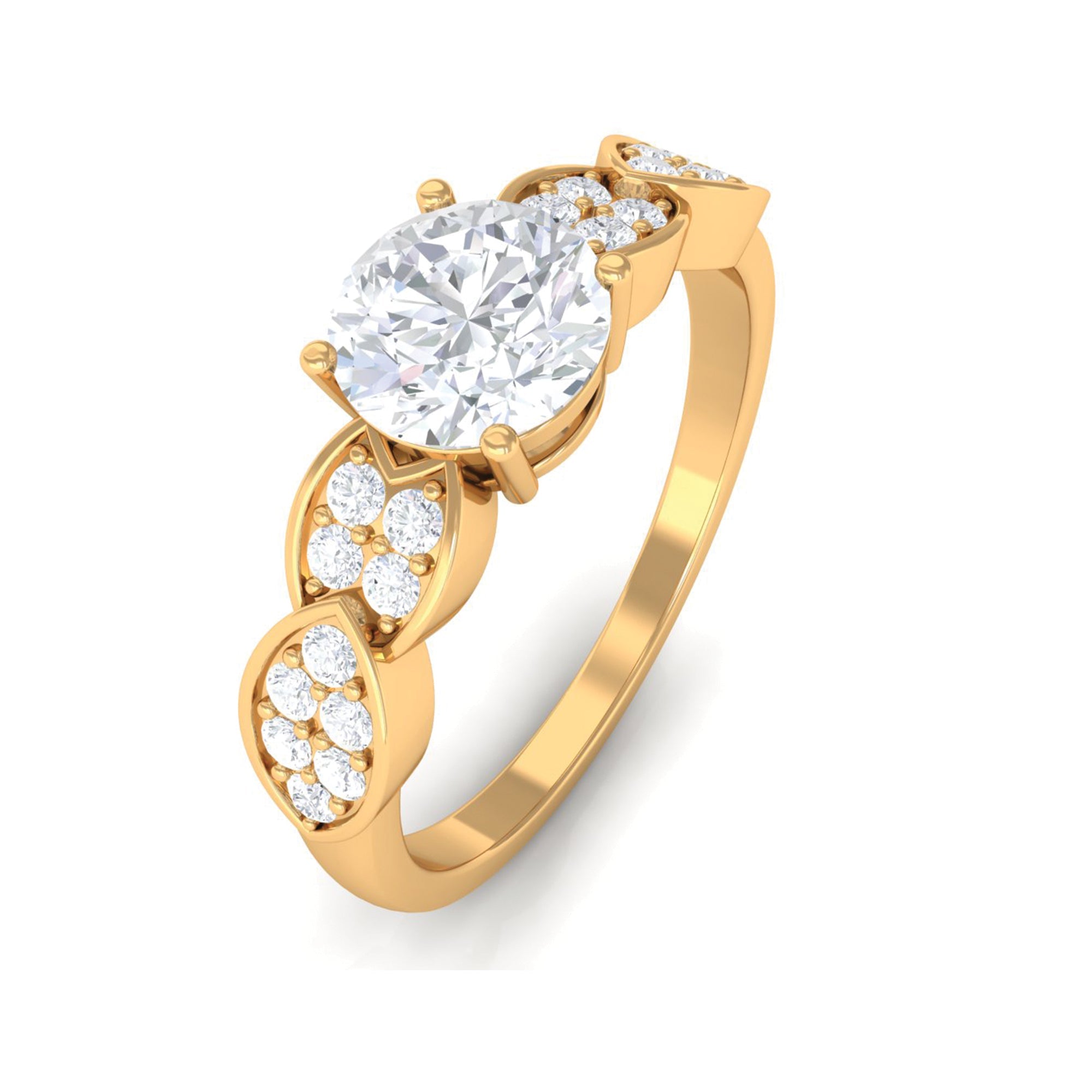 1.50 CT Classic Round Zircon Solitaire Engagement Ring in Gold