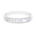 Baguette Cut Zircon Minimal Half Eternity Ring with Gold Beaded