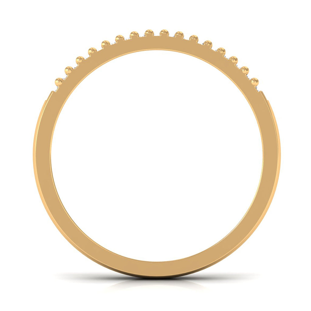Baguette Cut Zircon Minimal Half Eternity Ring with Gold Beaded