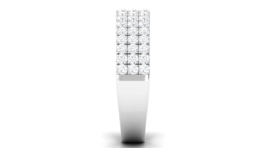 1.50 CT Certified Zircon Semi Eternity Ring in Pave Setting