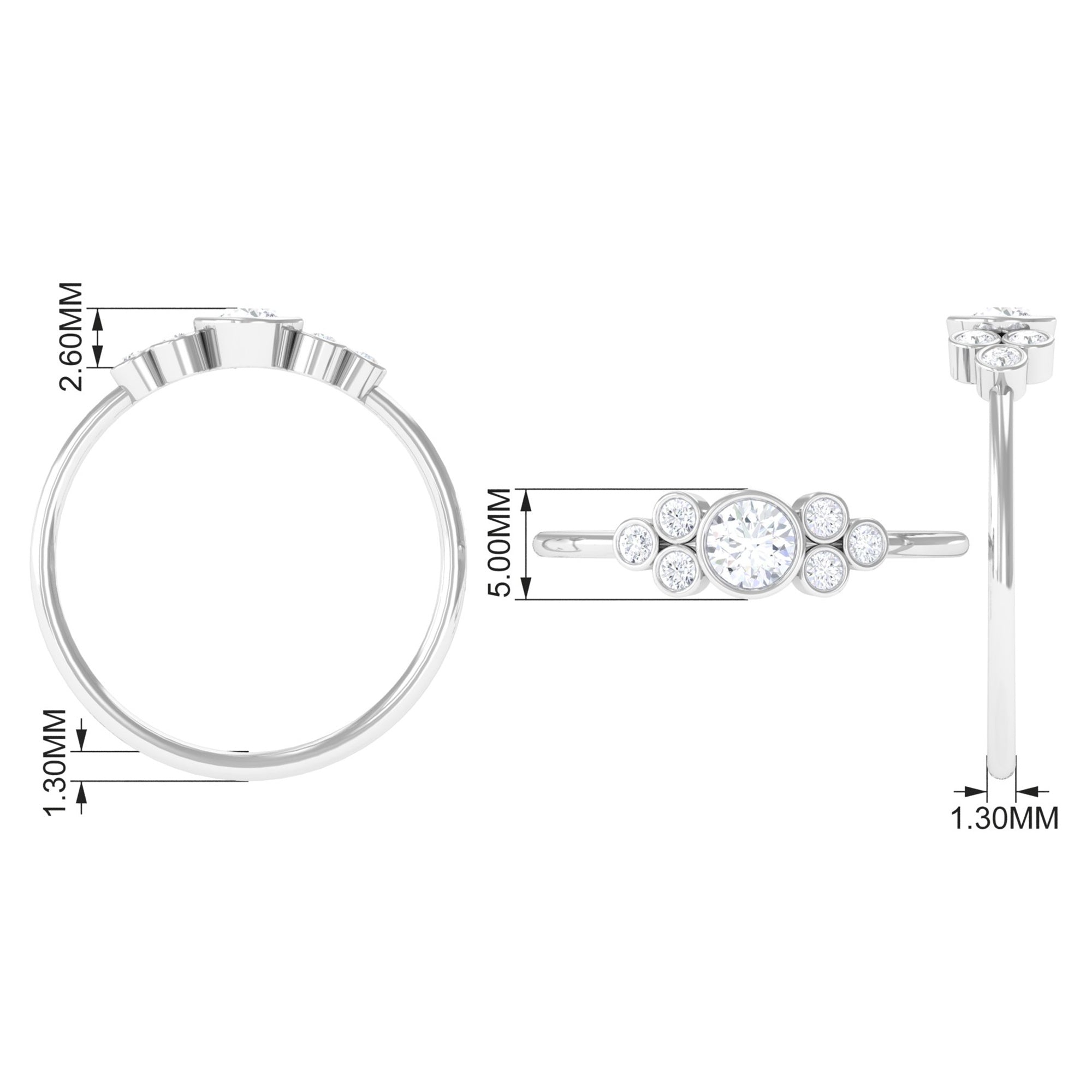 1/2 CT Bezel Set Zircon Cluster Promise Ring in Gold