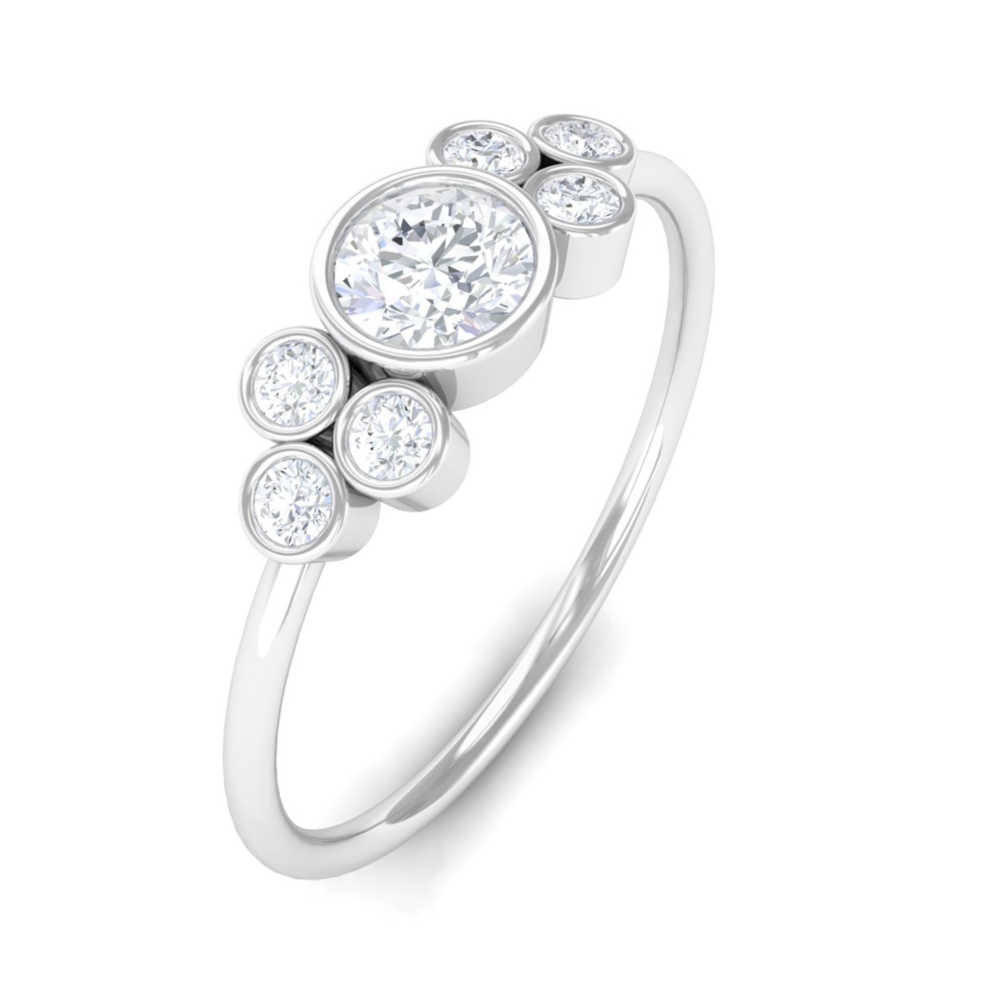 1/2 CT Bezel Set Zircon Cluster Promise Ring in Gold