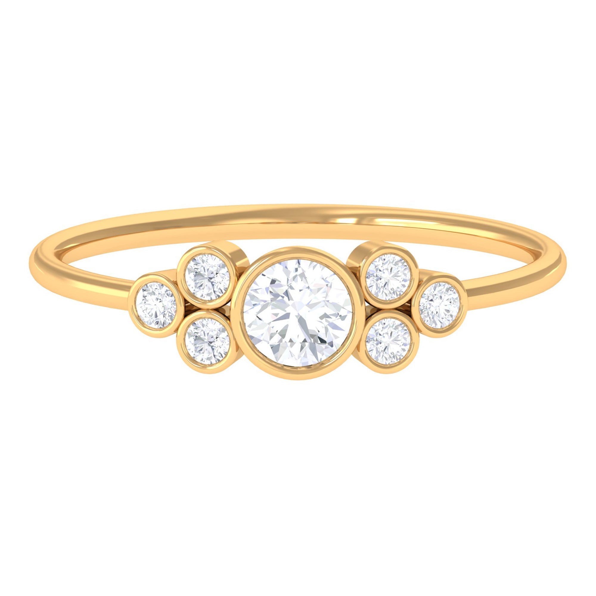1/2 CT Bezel Set Zircon Cluster Promise Ring in Gold