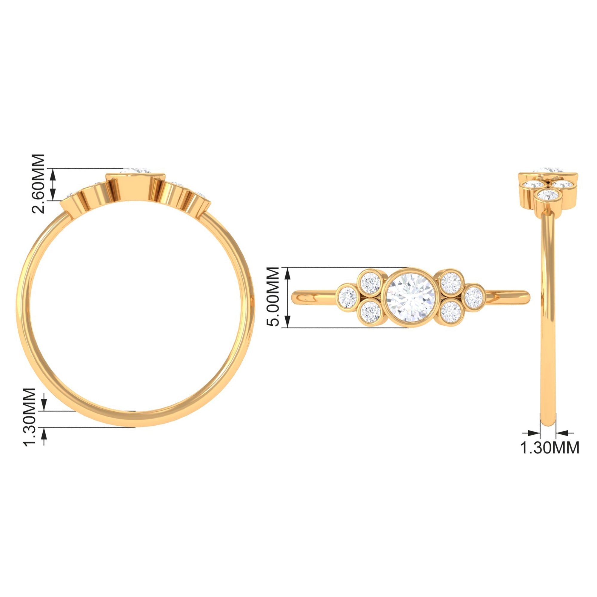 1/2 CT Bezel Set Zircon Cluster Promise Ring in Gold
