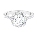 Cubic Zirconia Flower Engagement Ring in Gold