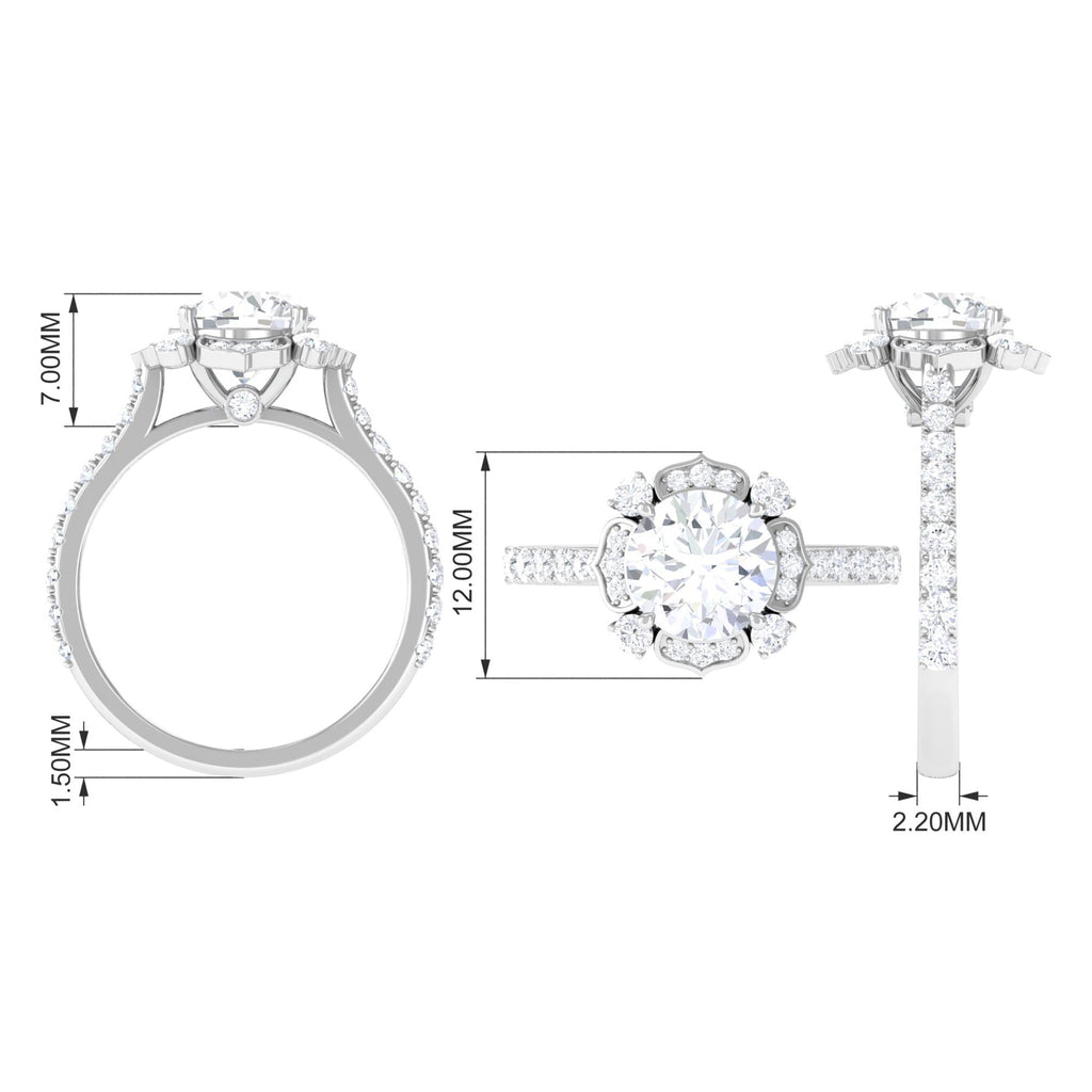 Cubic Zirconia Flower Engagement Ring in Gold