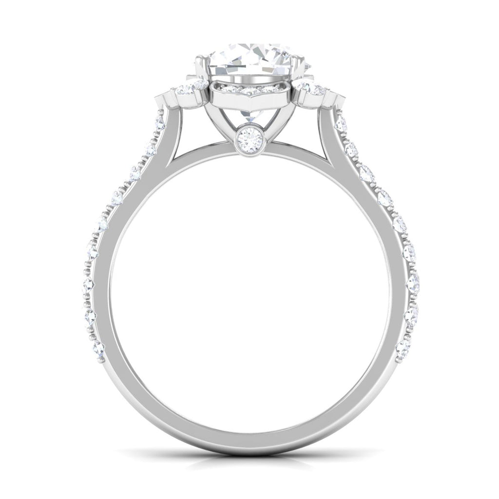 Cubic Zirconia Flower Engagement Ring in Gold