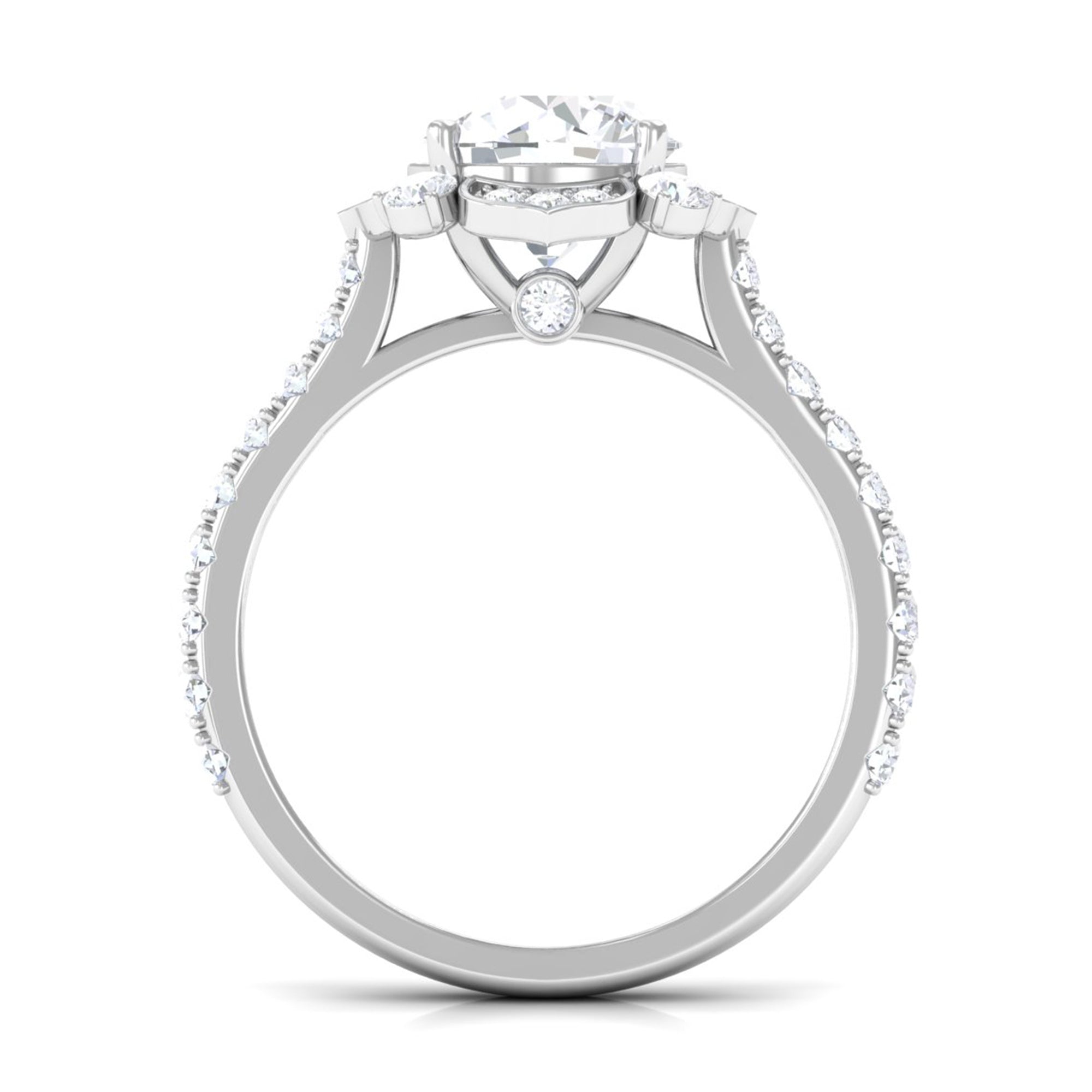 Cubic Zirconia Flower Engagement Ring in Gold