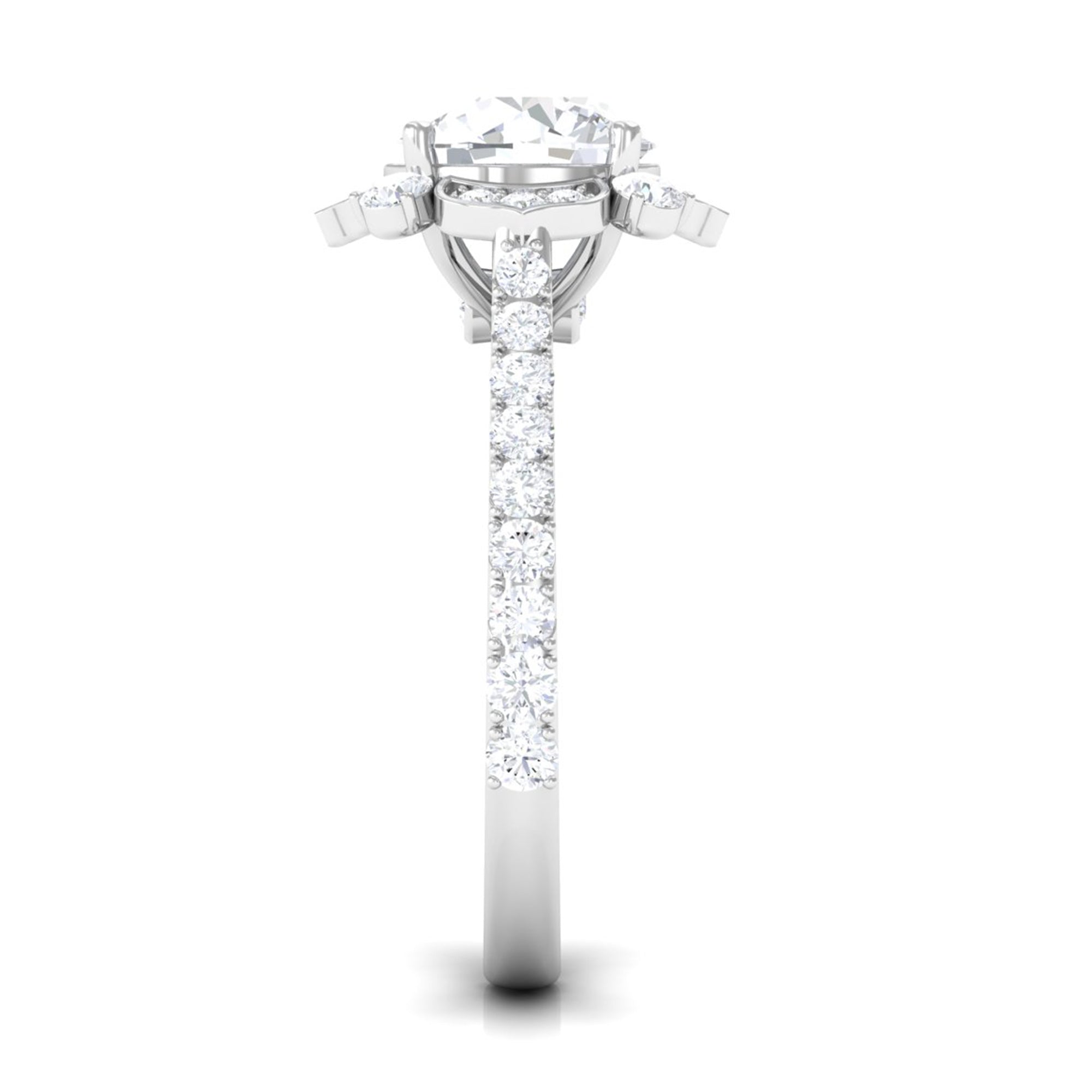 Cubic Zirconia Flower Engagement Ring in Gold