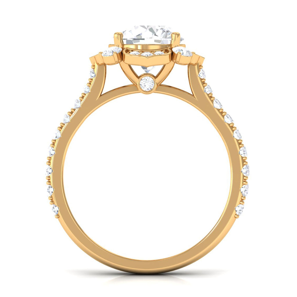 Cubic Zirconia Flower Engagement Ring in Gold
