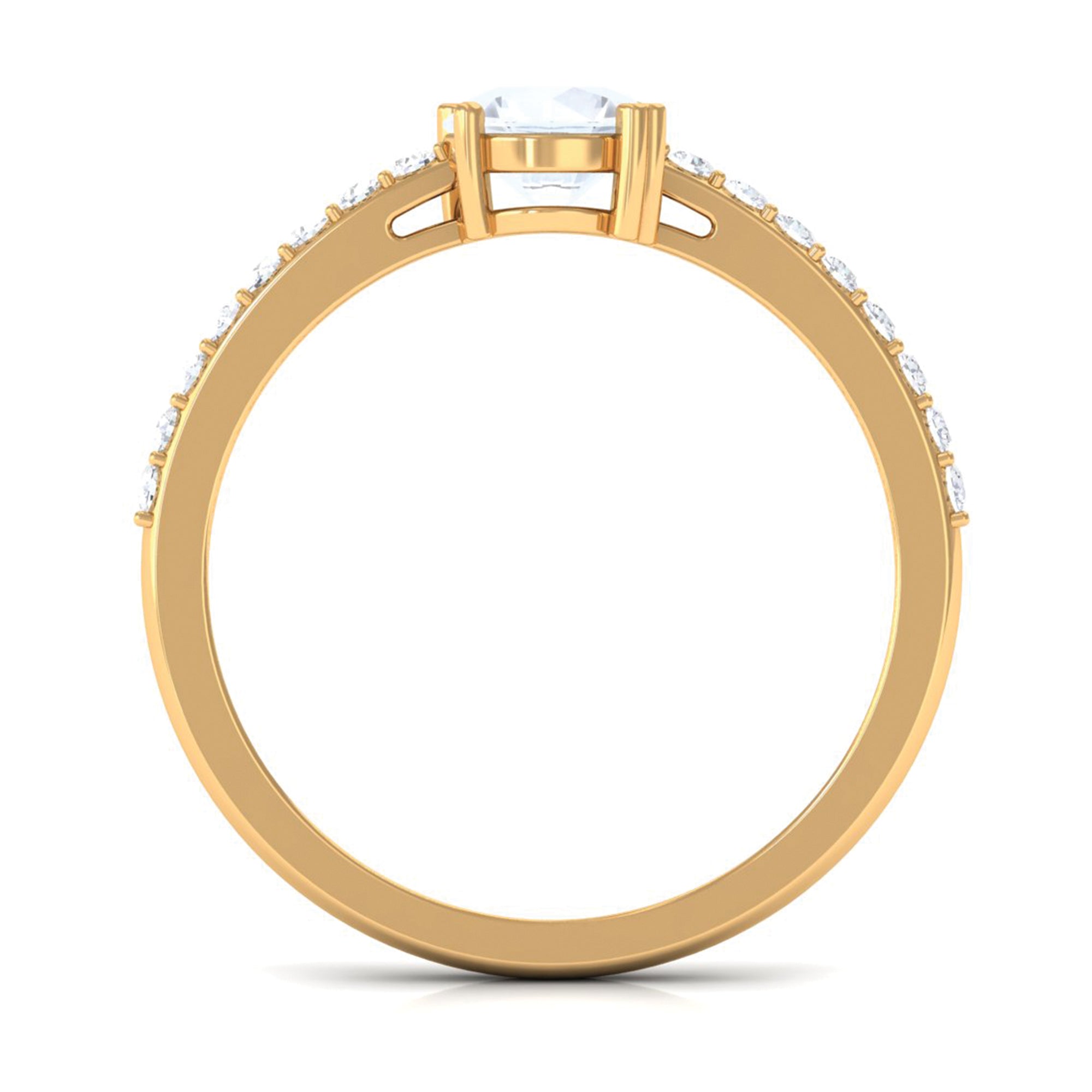 1.25 CT Natural Moonstone Solitaire Promise Ring with Diamond