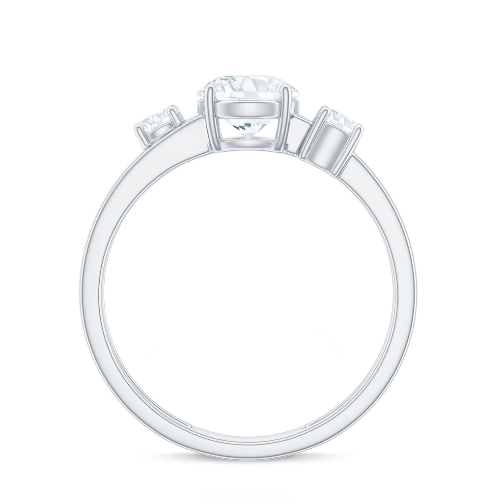 Brilliant Cut Moissanite 3 Stone Engagement Ring with Double Band