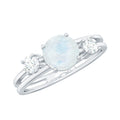 1/2 CT Moonstone Solitaire Double Band Ring with Diamond