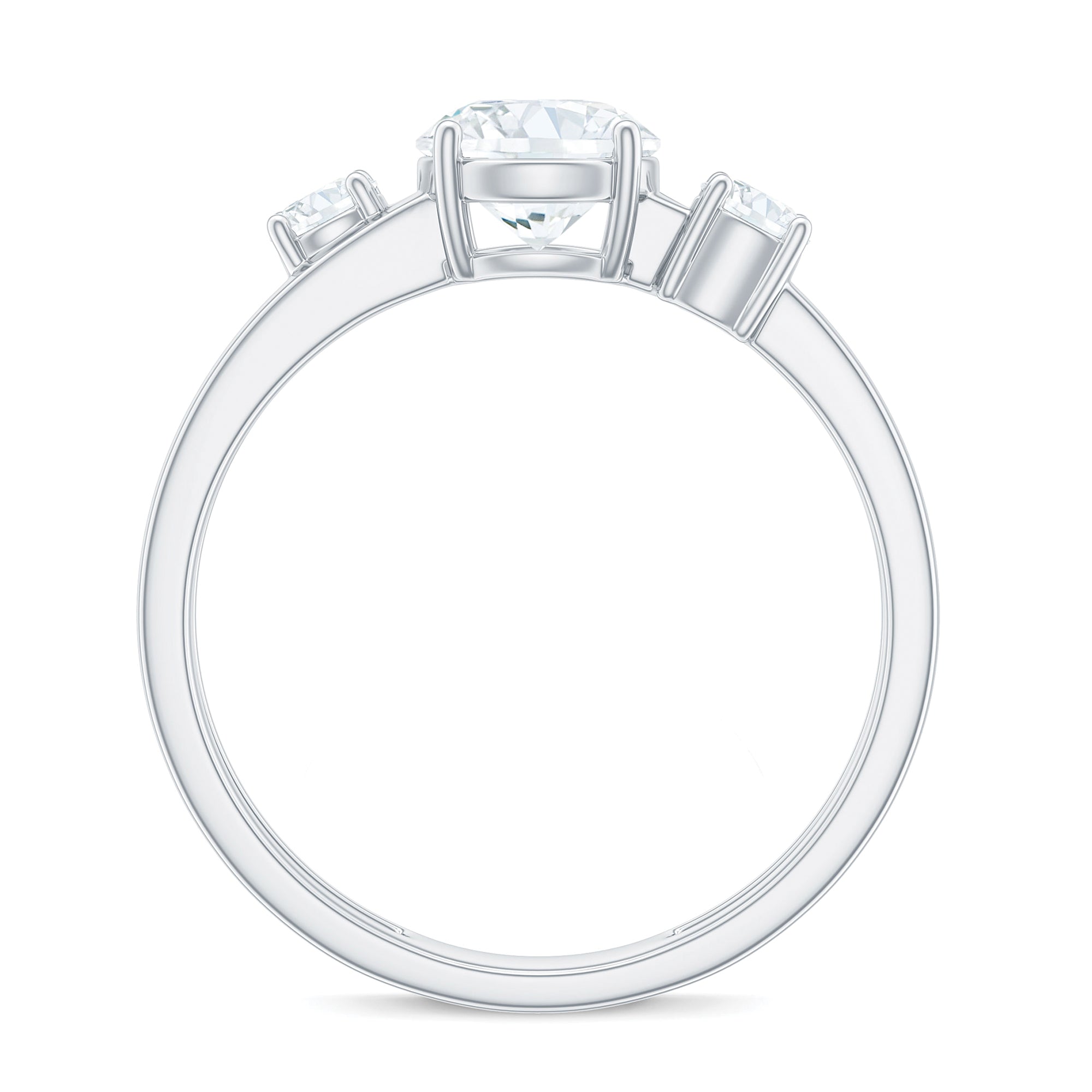 Certified Cubic Zirconia Three Stone Double Band Ring