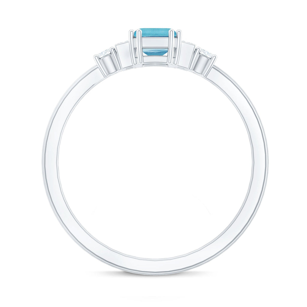 3/4 CT Aquamarine Solitaire Engagement Ring with Diamond