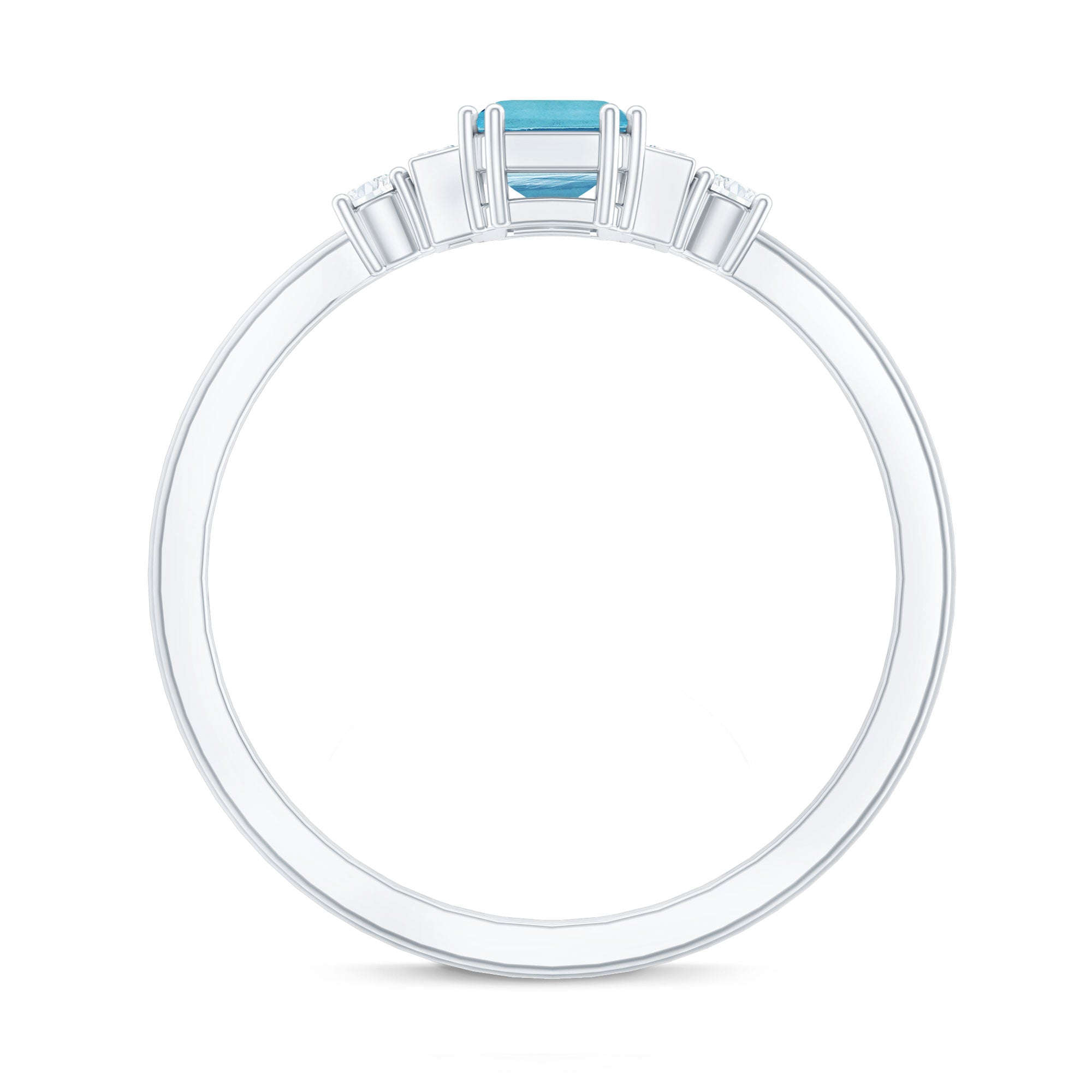 3/4 CT Aquamarine Solitaire Engagement Ring with Diamond