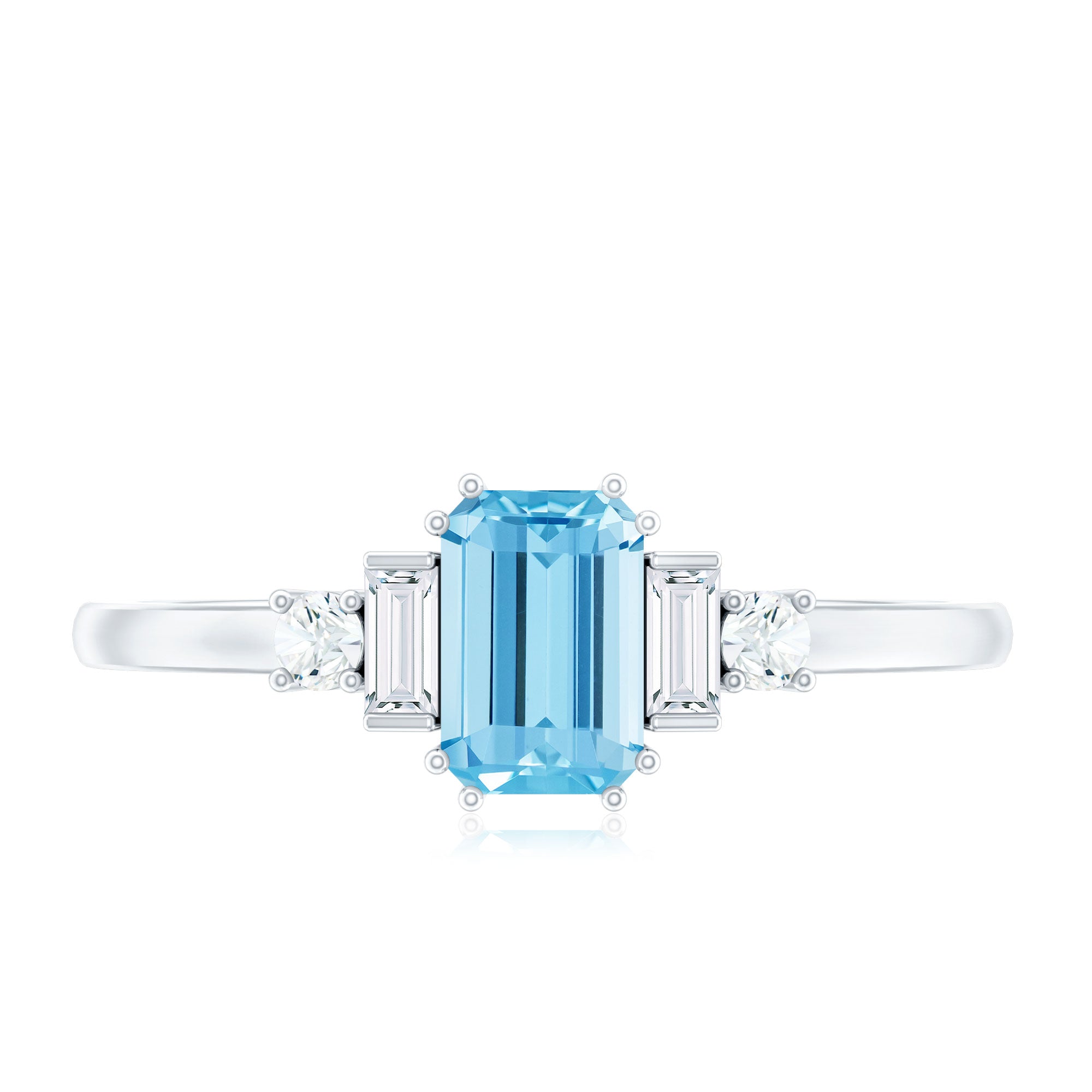 3/4 CT Aquamarine Solitaire Engagement Ring with Diamond