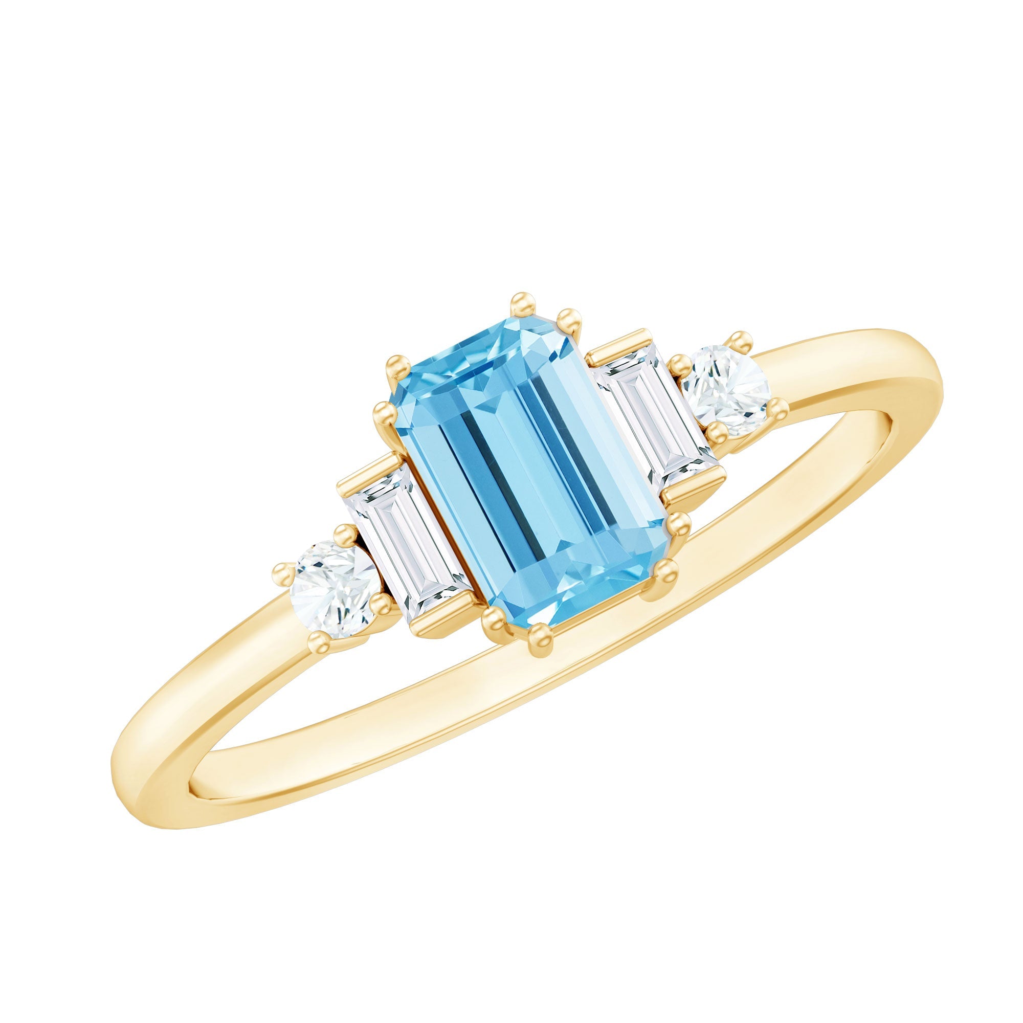 3/4 CT Aquamarine Solitaire Engagement Ring with Diamond