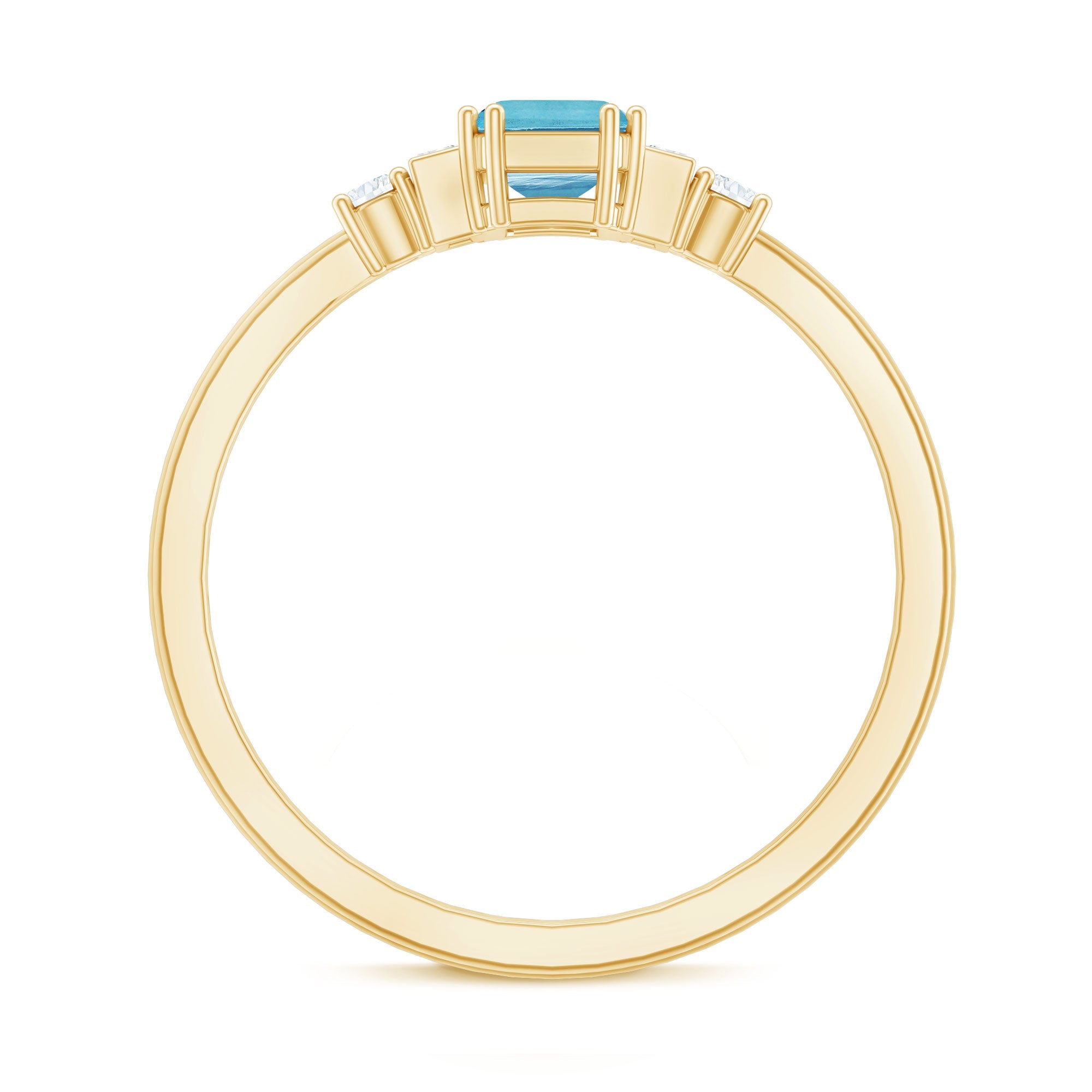 3/4 CT Aquamarine Solitaire Engagement Ring with Diamond