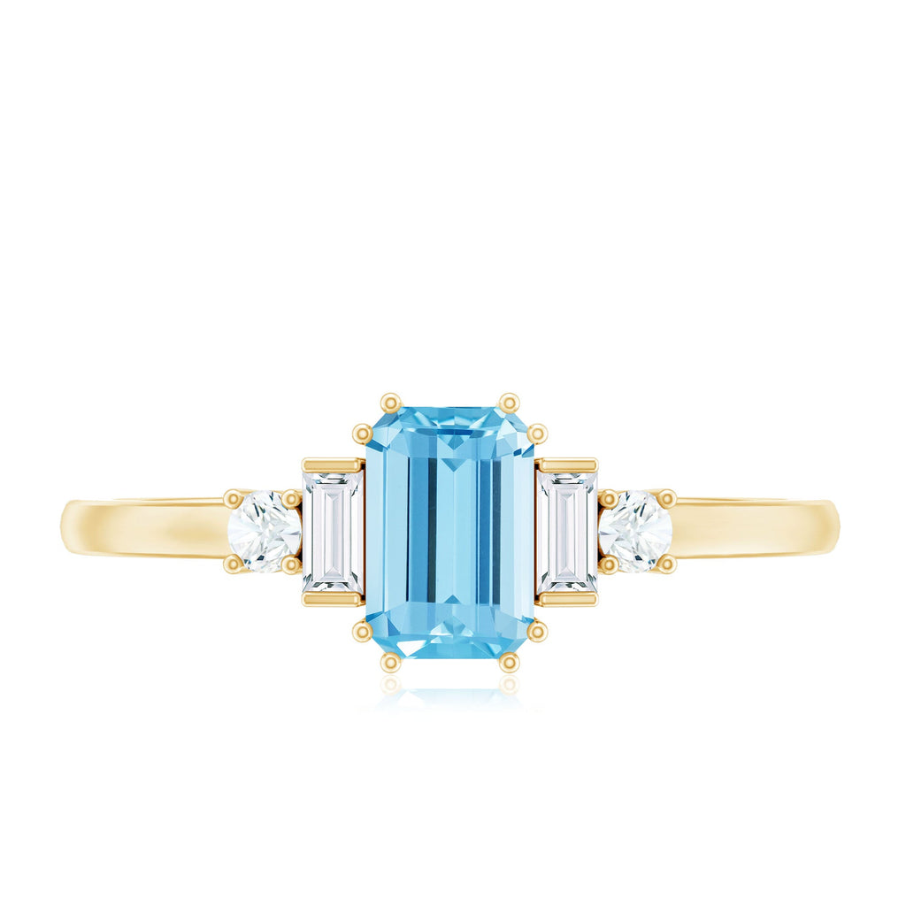 3/4 CT Aquamarine Solitaire Engagement Ring with Diamond