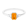 3/4 CT Fire Opal Solitaire Engagement Ring with Diamond