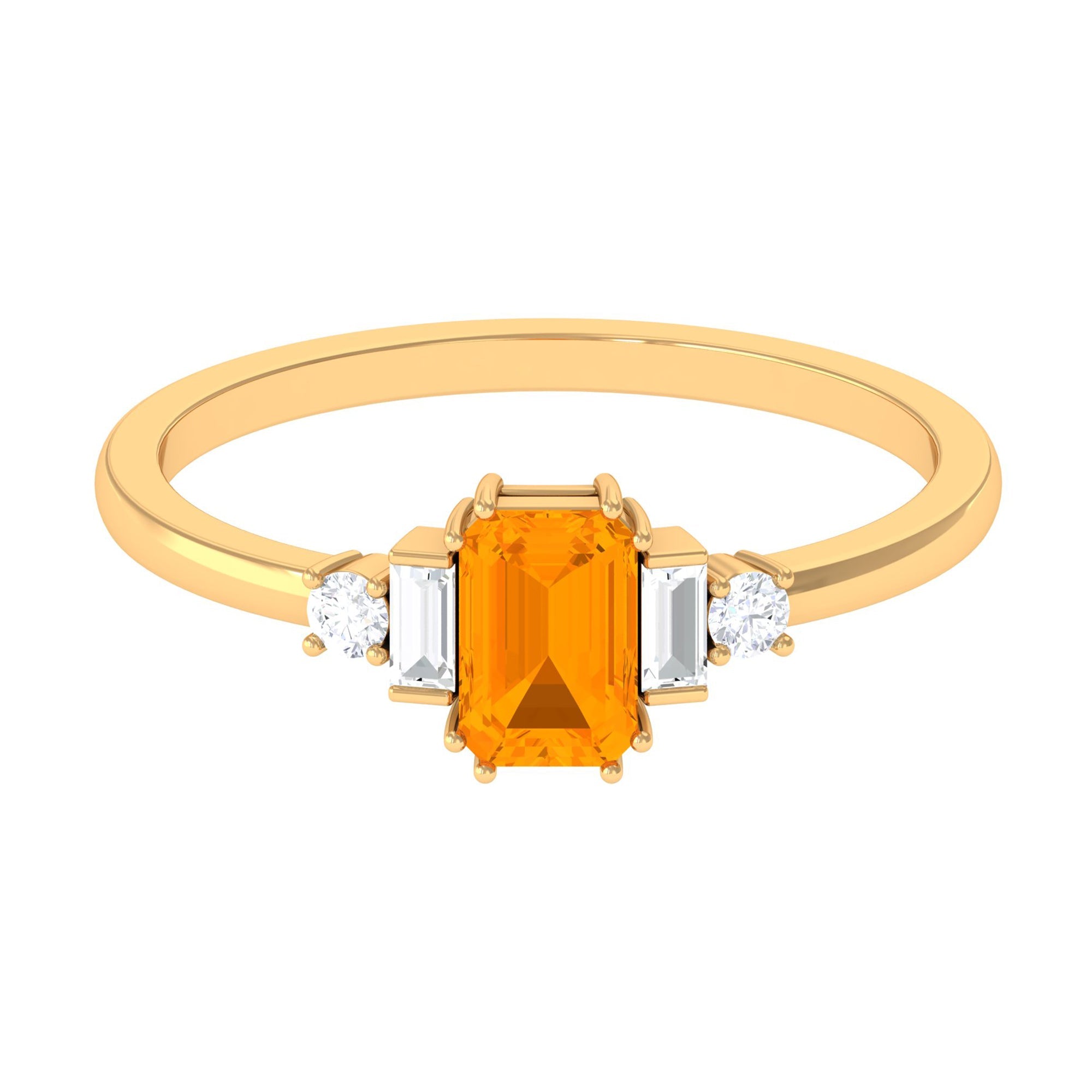 3/4 CT Fire Opal Solitaire Engagement Ring with Diamond