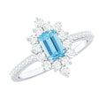 Vintage Aquamarine and Diamond Halo Engagement Ring