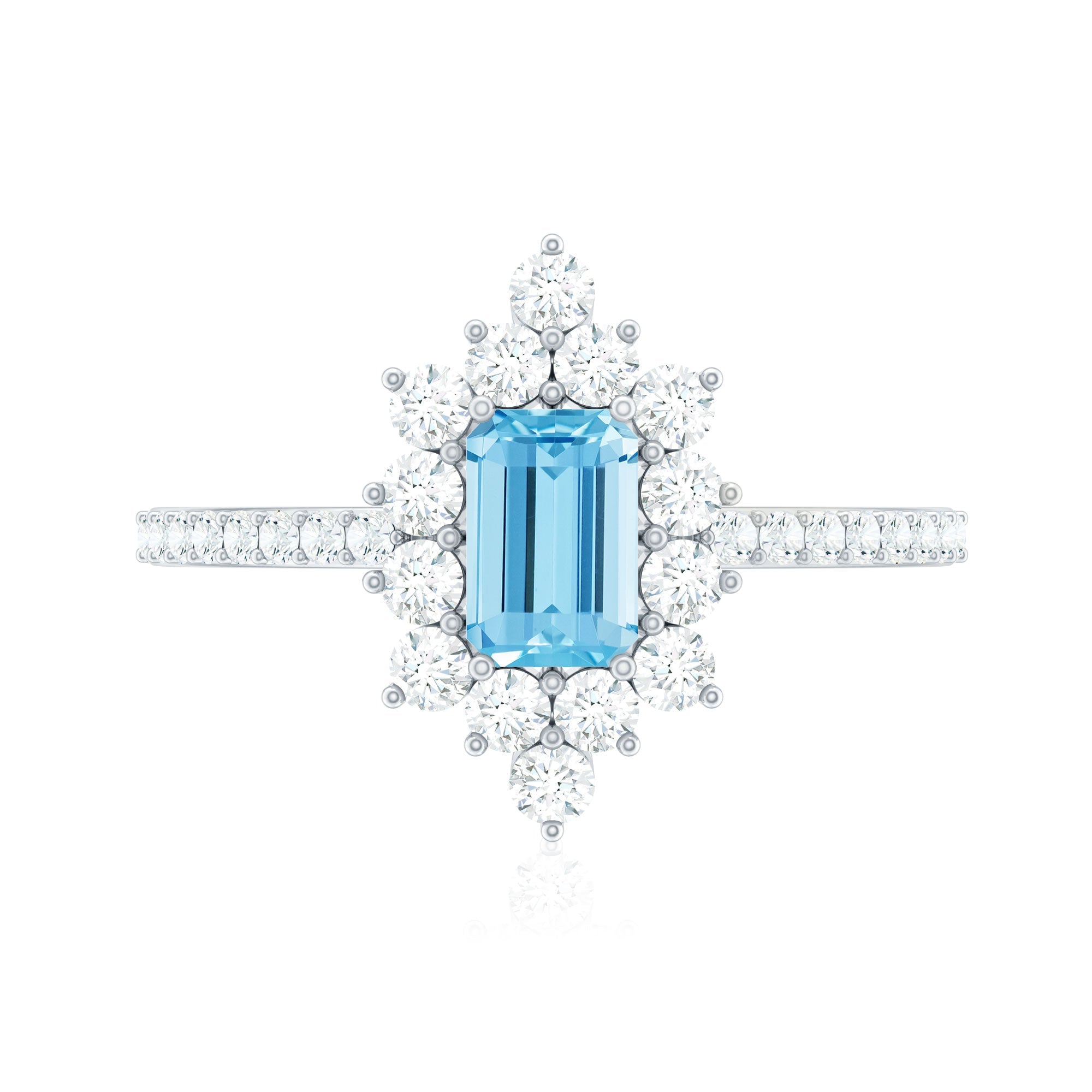 Vintage Aquamarine and Diamond Halo Engagement Ring