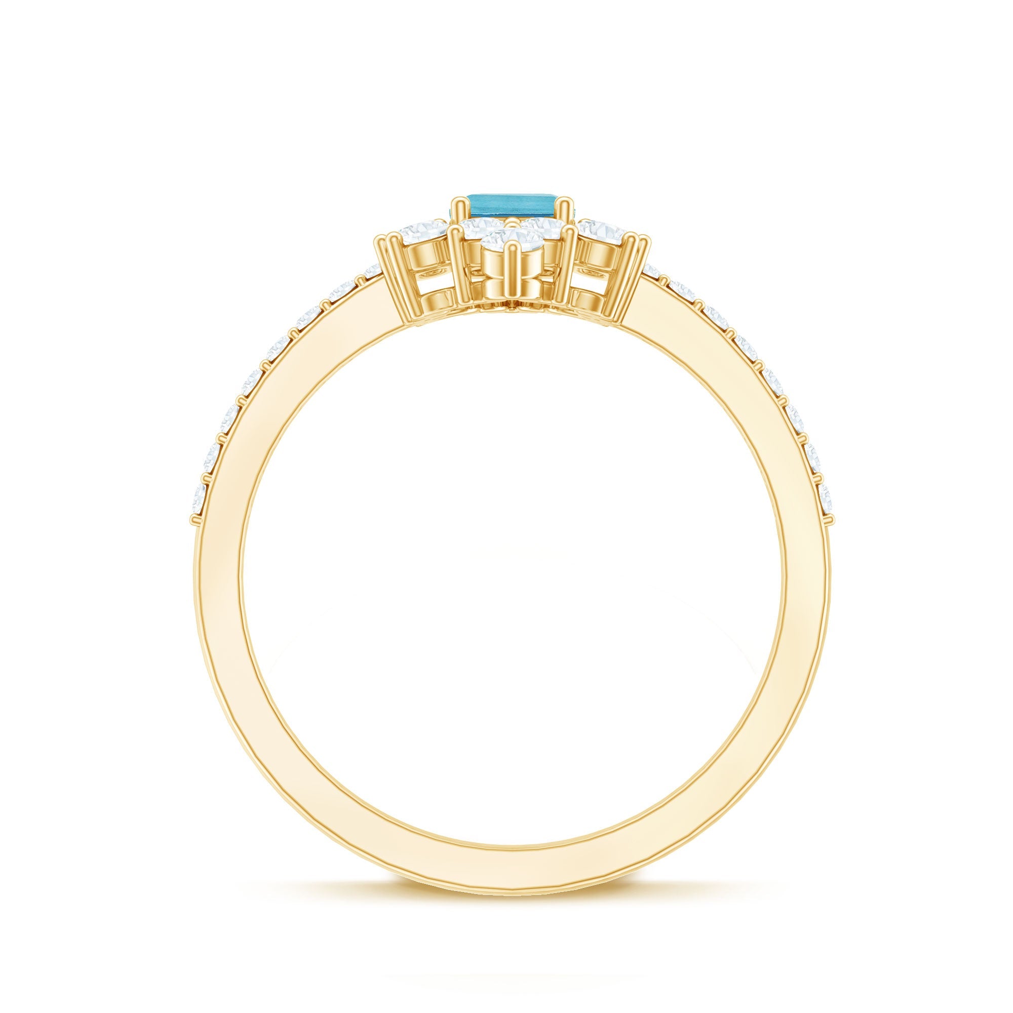 Vintage Aquamarine and Diamond Halo Engagement Ring