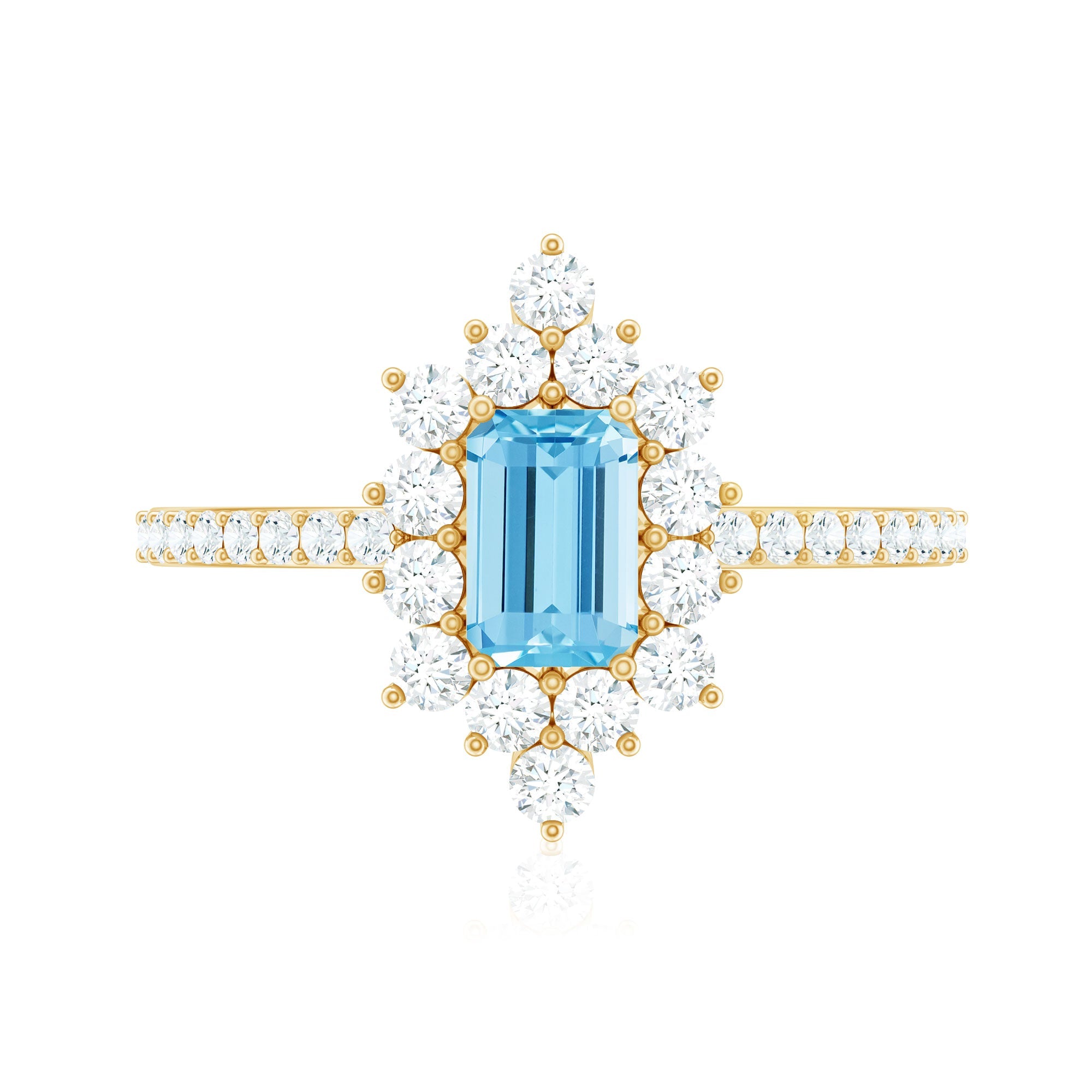 Vintage Aquamarine and Diamond Halo Engagement Ring