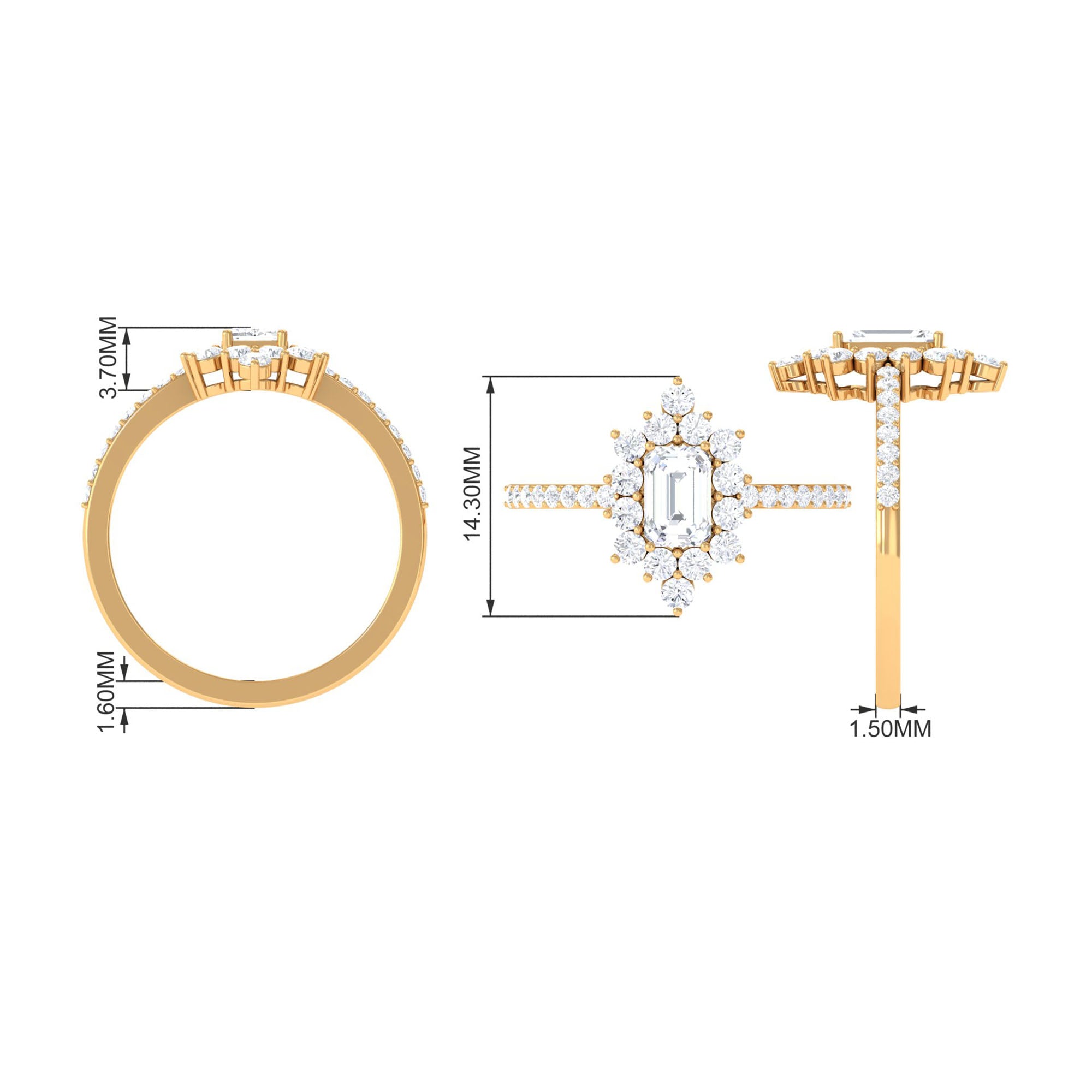 1.75 CT Octagon Cut Zircon Vintage Engagement Ring in Gold