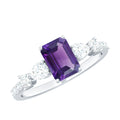 Solitaire Amethyst Engagement Ring with Moissanite Side Stones