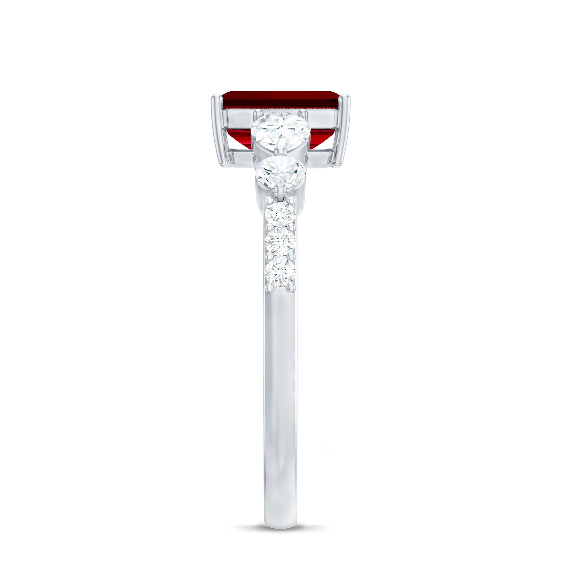 1.75 CT Octagon Lab Created Ruby Classic Solitaire Engagement Ring with Moissanite