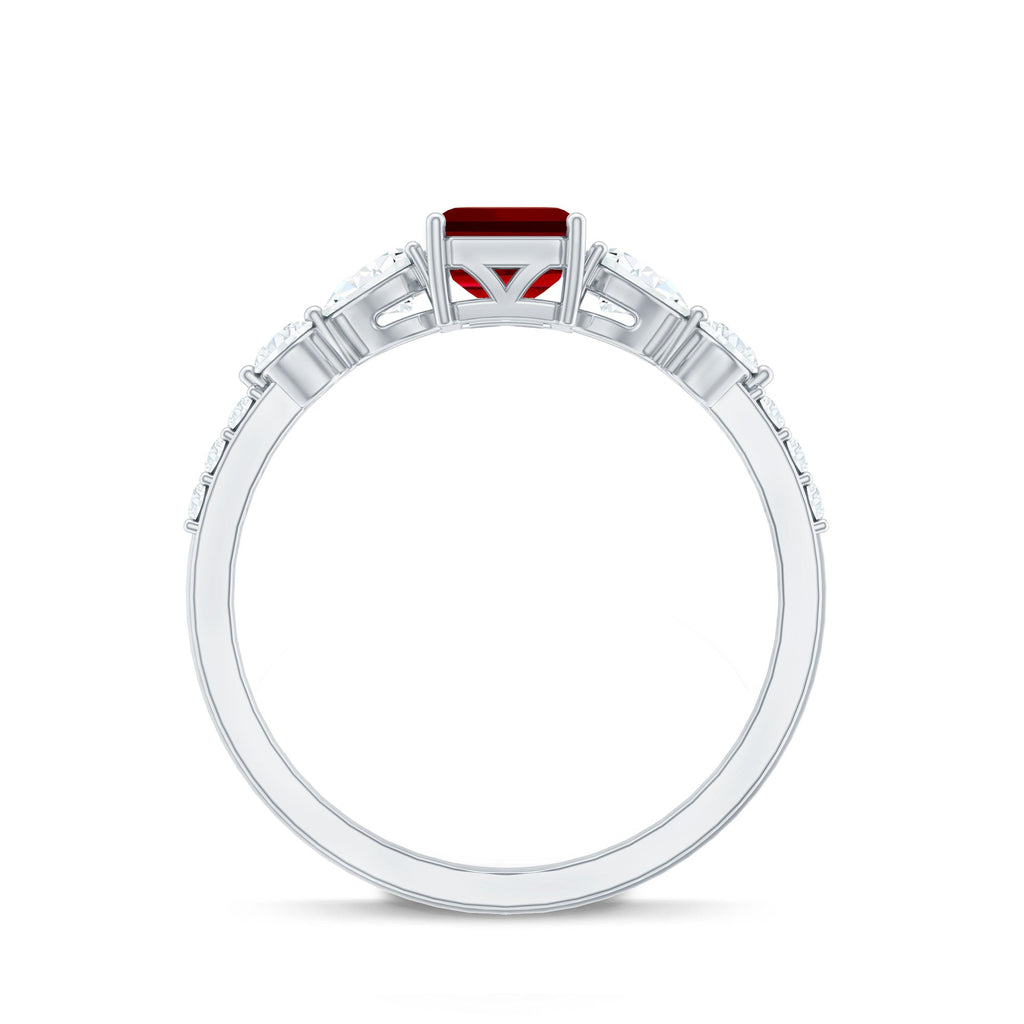 1.75 CT Octagon Lab Created Ruby Classic Solitaire Engagement Ring with Moissanite