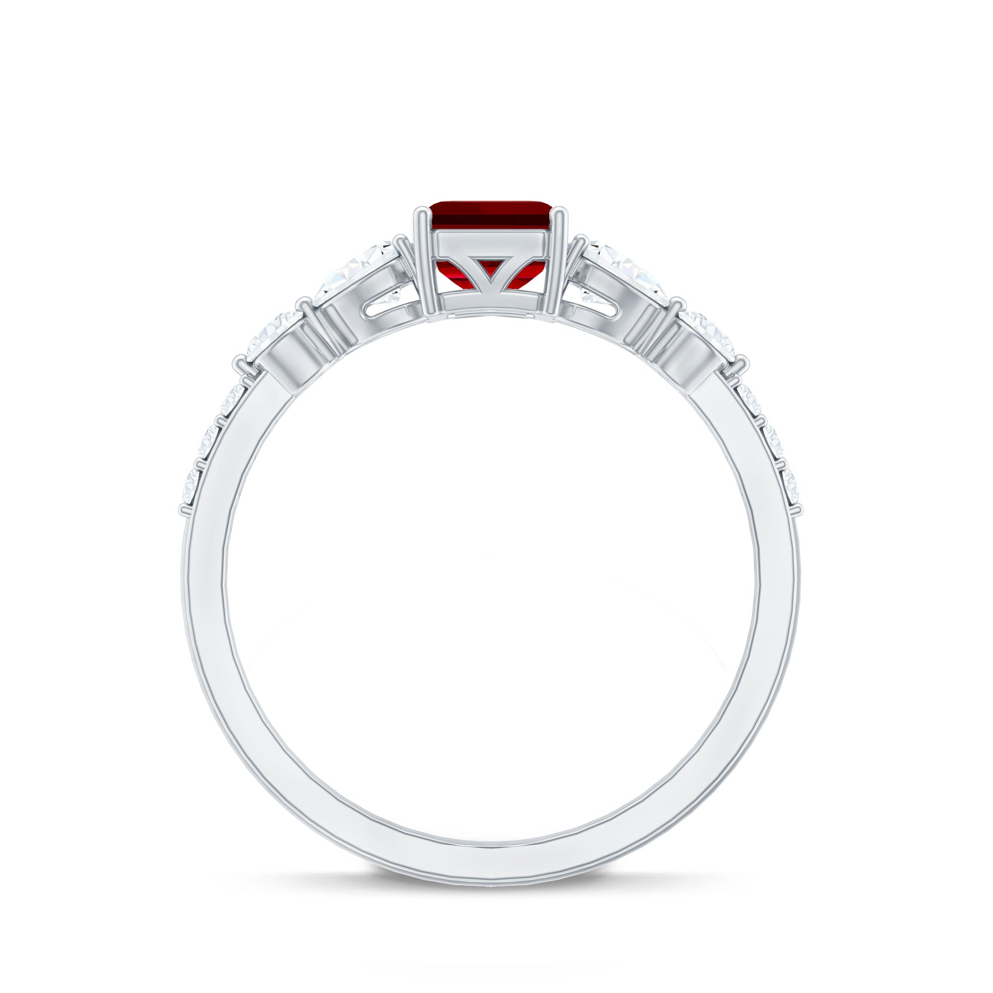 1.75 CT Octagon Lab Created Ruby Classic Solitaire Engagement Ring with Moissanite