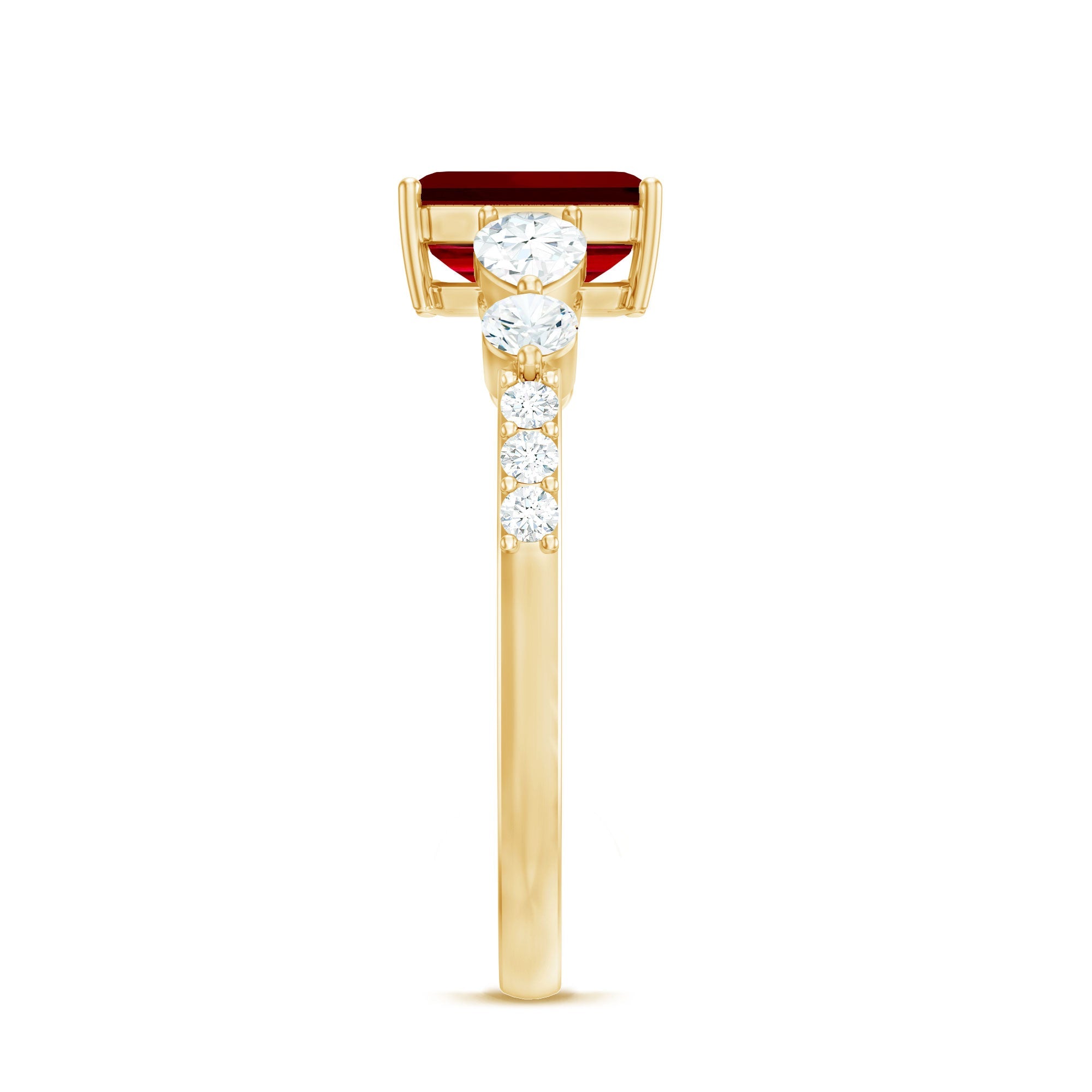 1.75 CT Octagon Lab Created Ruby Classic Solitaire Engagement Ring with Moissanite