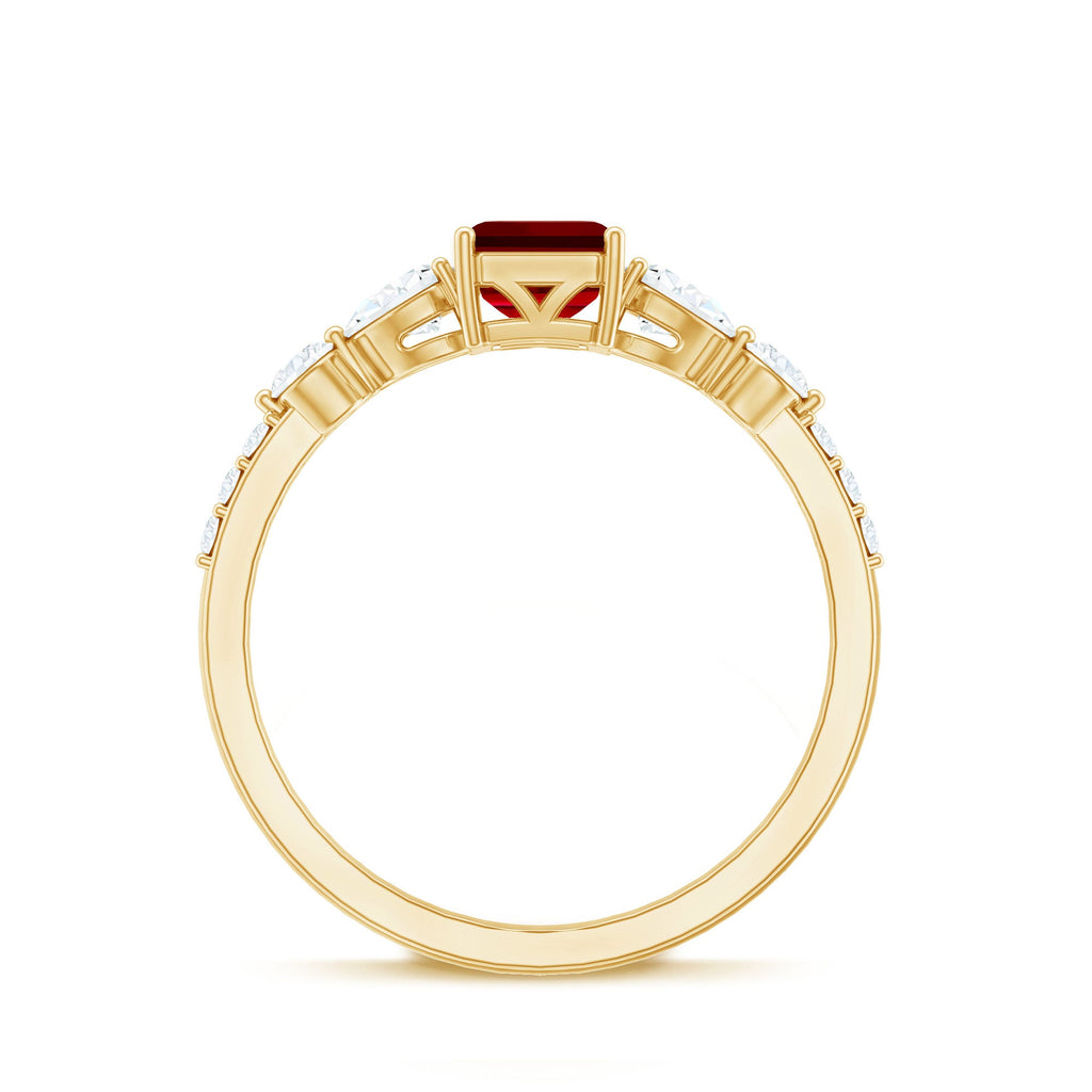 1.75 CT Octagon Lab Created Ruby Classic Solitaire Engagement Ring with Moissanite