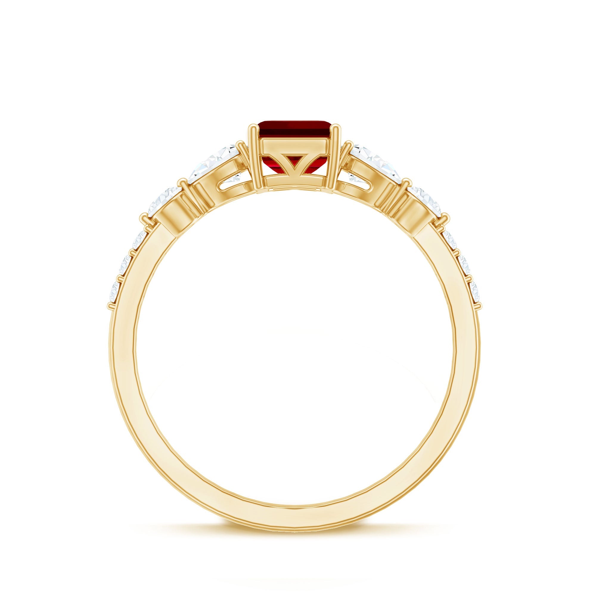 1.75 CT Octagon Lab Created Ruby Classic Solitaire Engagement Ring with Moissanite