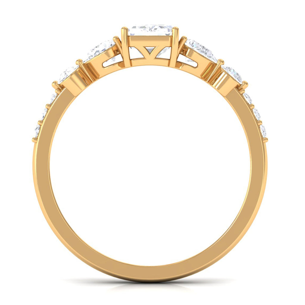 Emerald Cut Zircon Classic Solitaire Engagement Ring