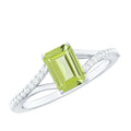 1.8 Carat Peridot Emerald Cut Engagement Ring with Diamond Split Shank
