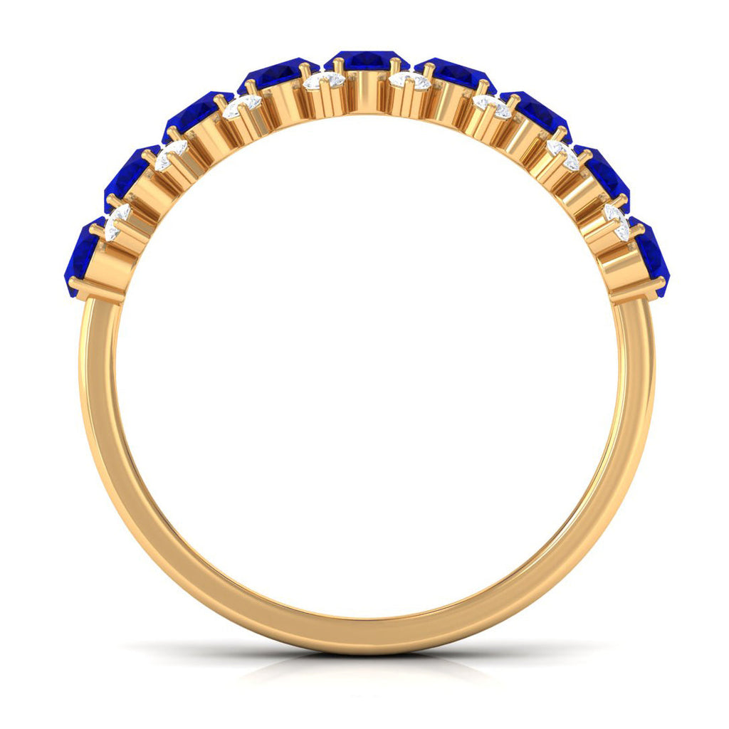 Oval Cut Blue Sapphire and Diamond Half Eternity Ring