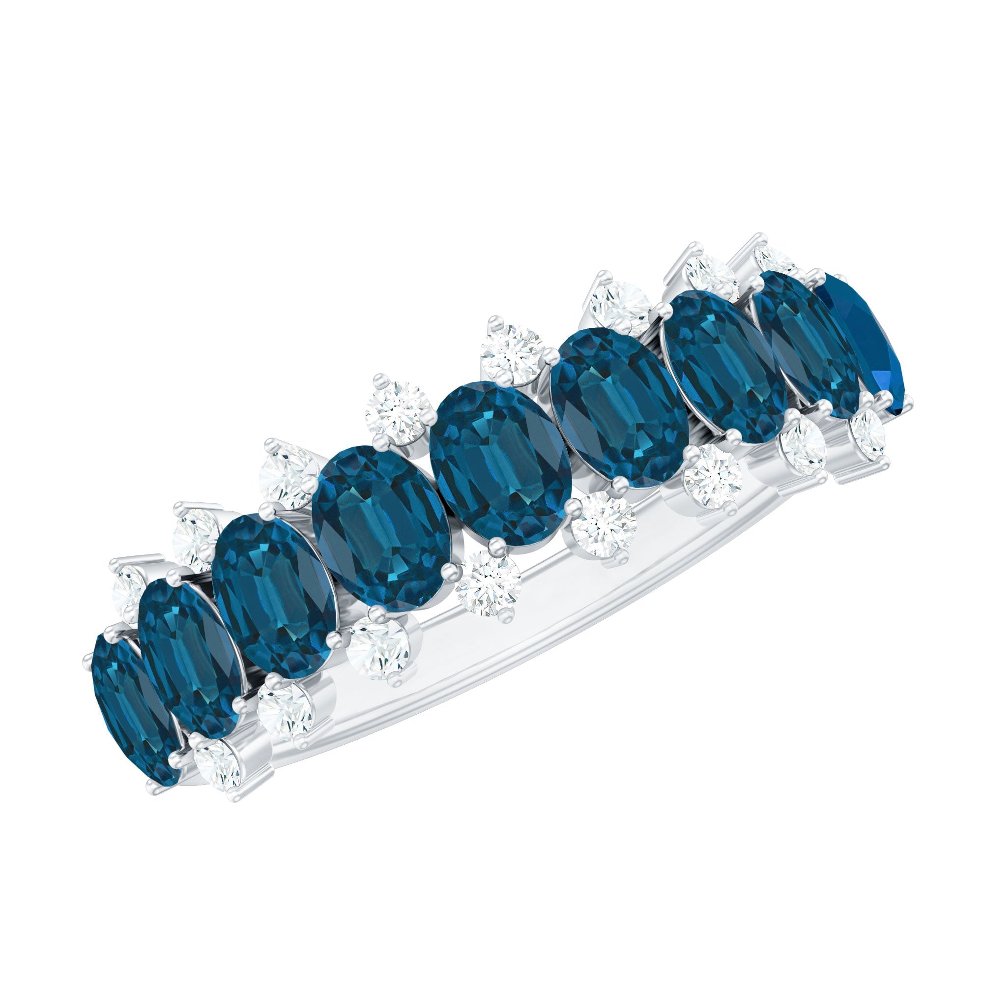 London Blue Topaz Half Eternity Band with Certificate