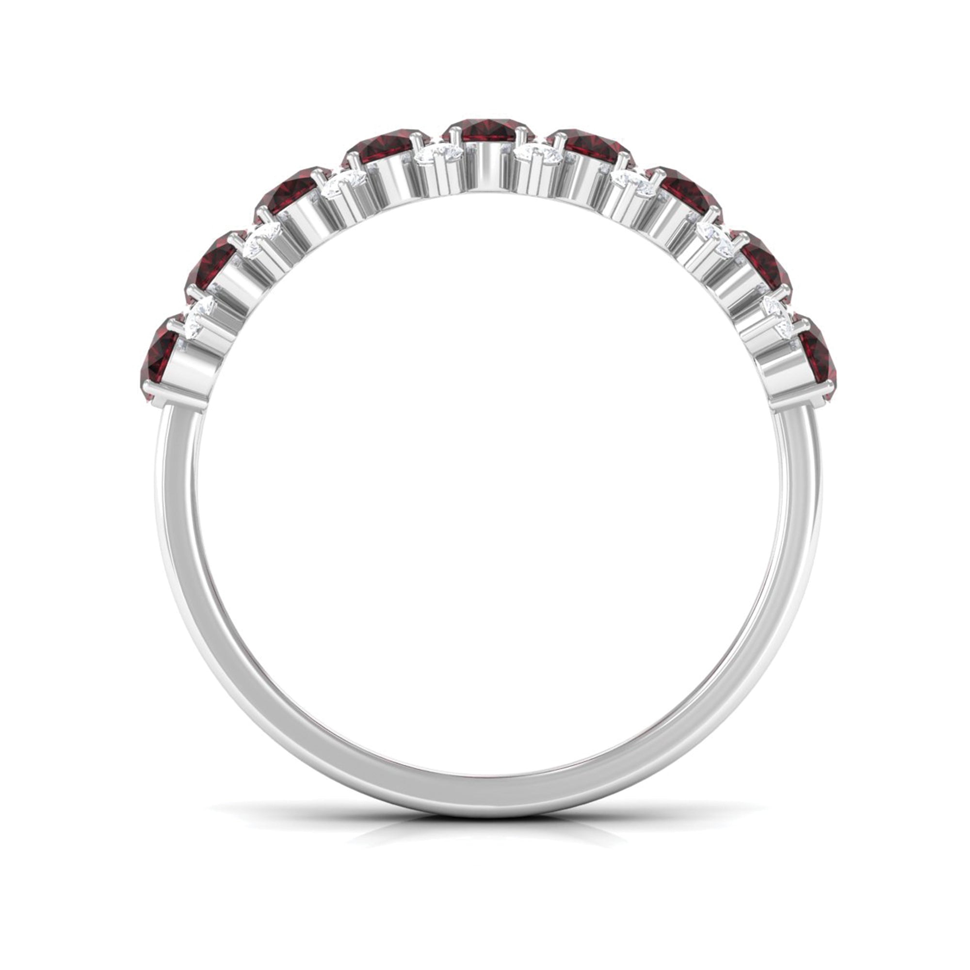 Real Garnet Diamond Half Eternity Wedding Anniversary Ring