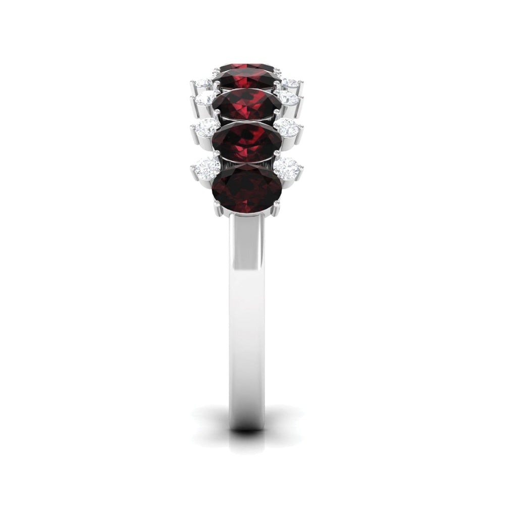 Real Garnet Diamond Half Eternity Wedding Anniversary Ring