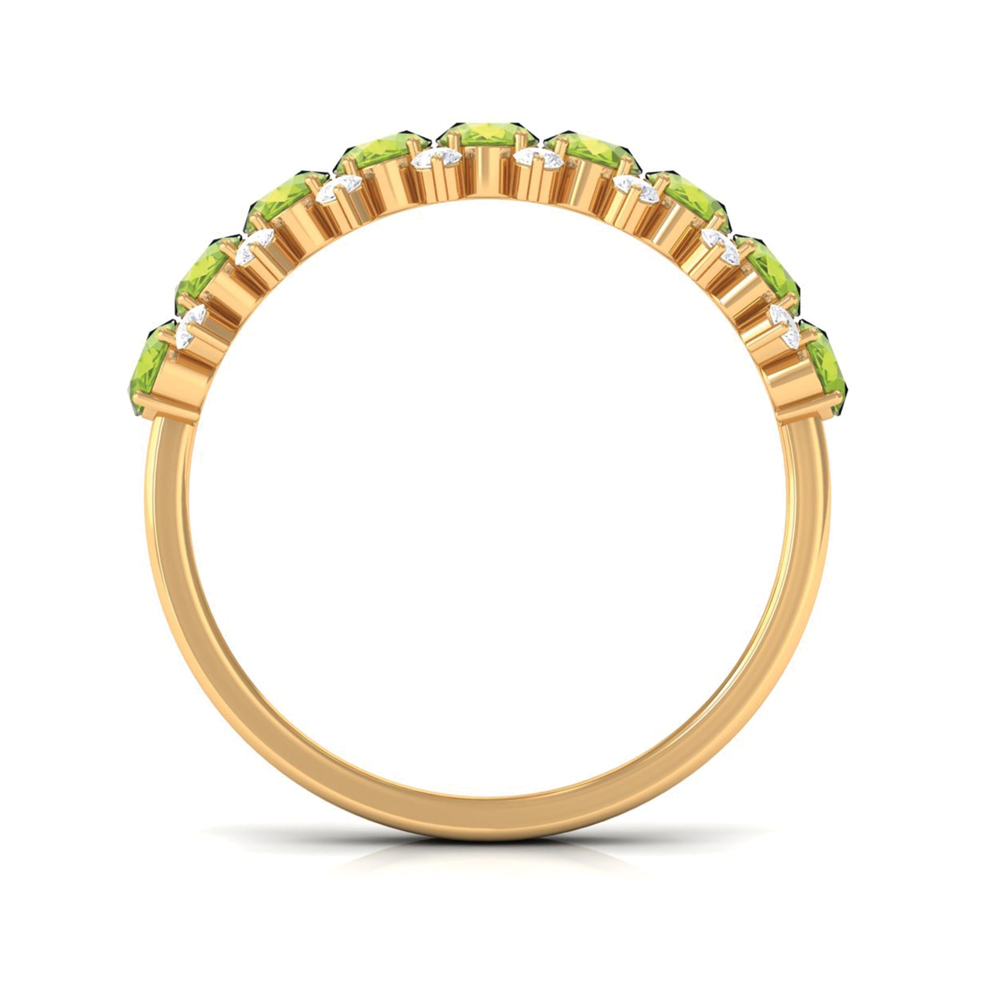 2.25 CT Oval Cut Peridot Half Eternity Ring with Diamond Stones