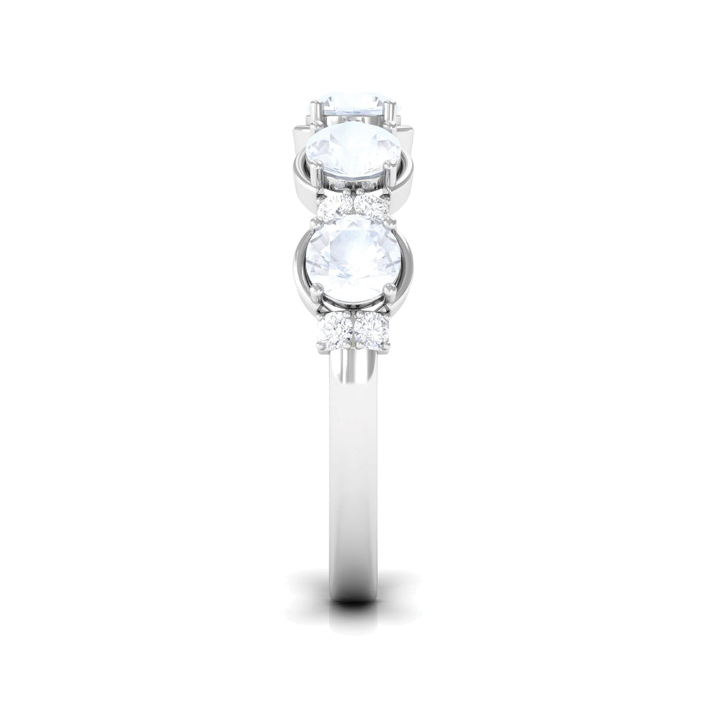 2 CT Genuine Moonstone and Diamond Half Eternity Ring