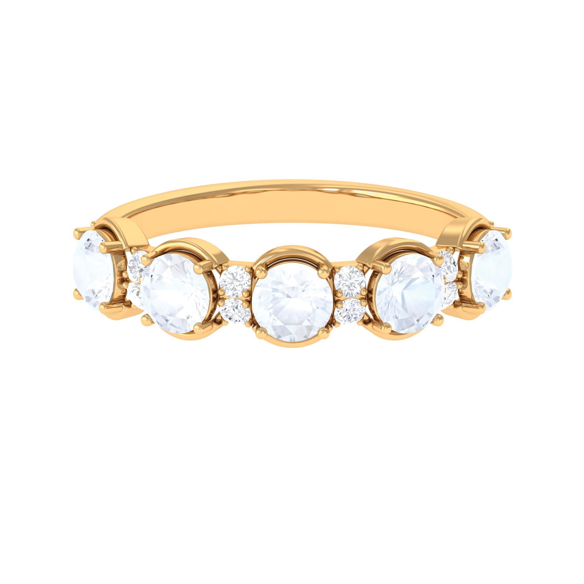 2 CT Genuine Moonstone and Diamond Half Eternity Ring