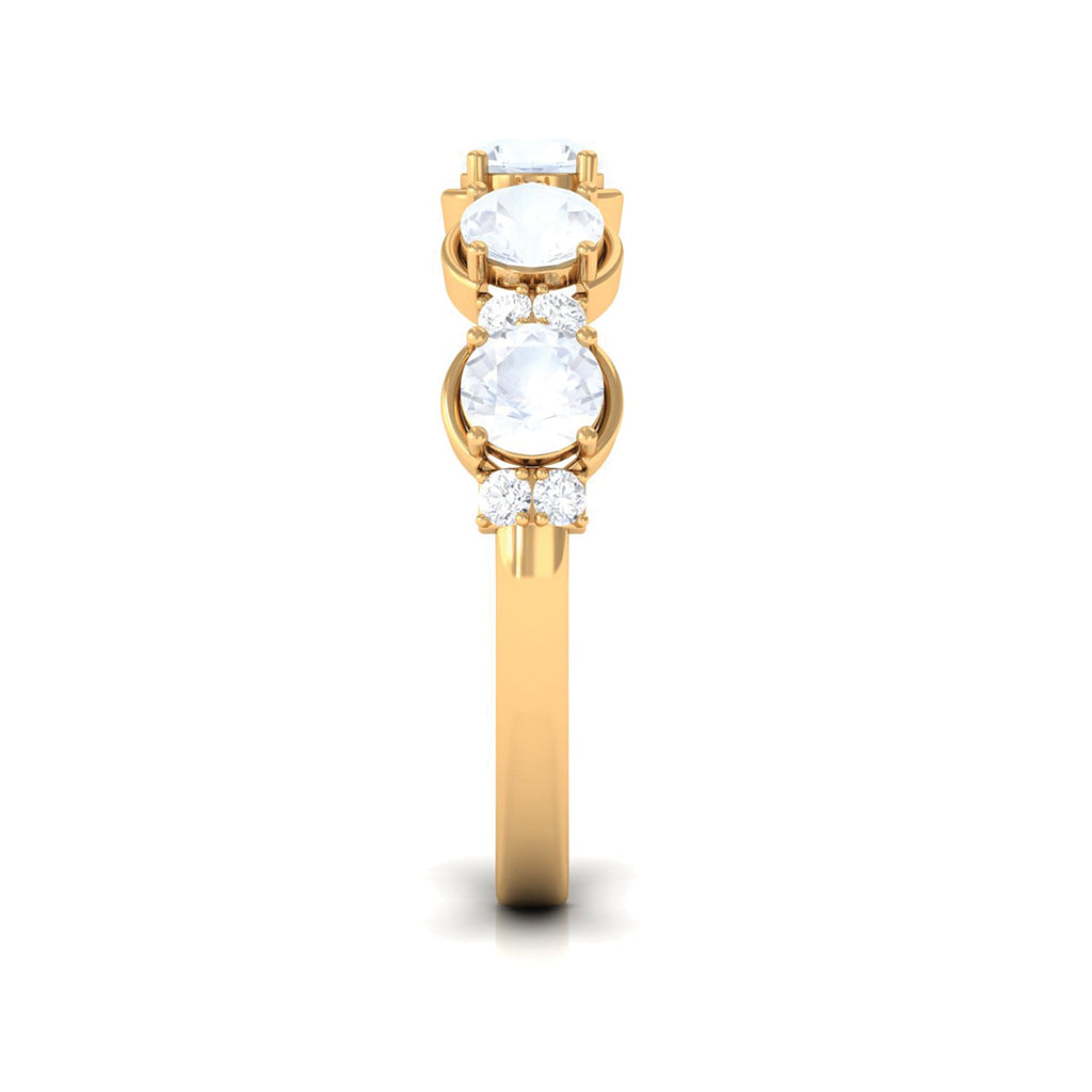 2 CT Genuine Moonstone and Diamond Half Eternity Ring